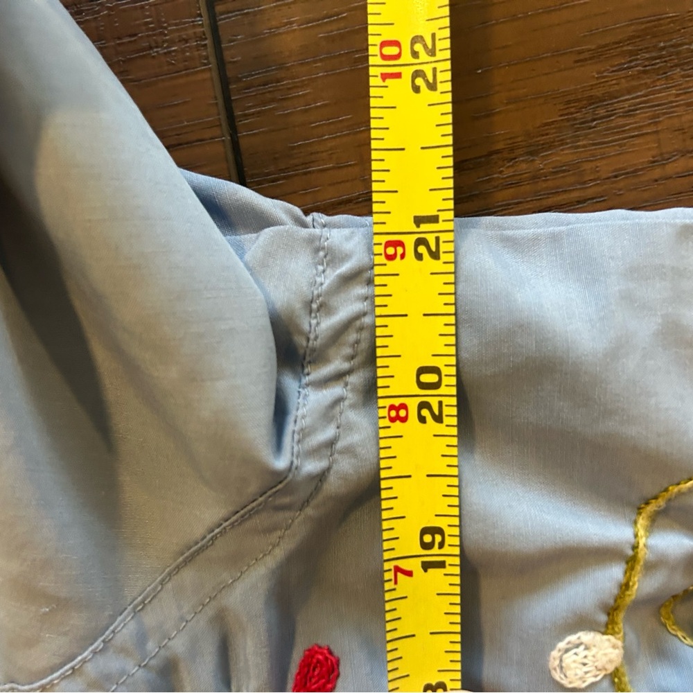 Vintage Long Sleeve Light Blue Embroidered Button-Up Shirt , Southwestern Retro - Picture 5 of 6